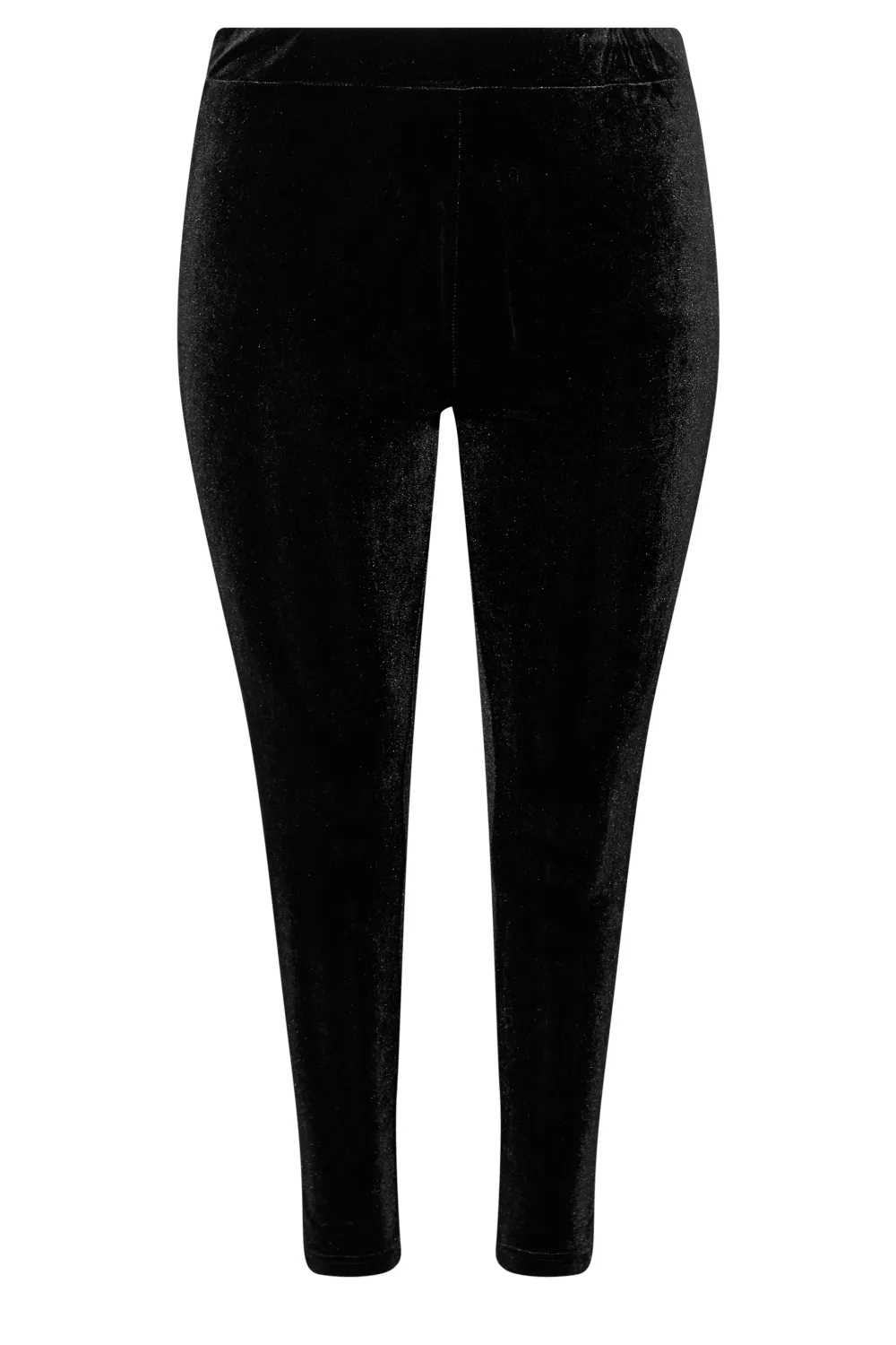 YOURS Curve Black Stretch Velvet Contrast Stripe Leggings