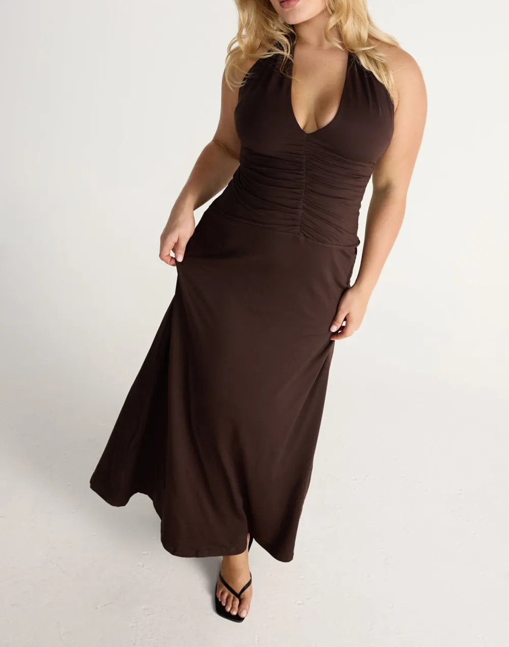 V-Neck Bodycon Halter Dress