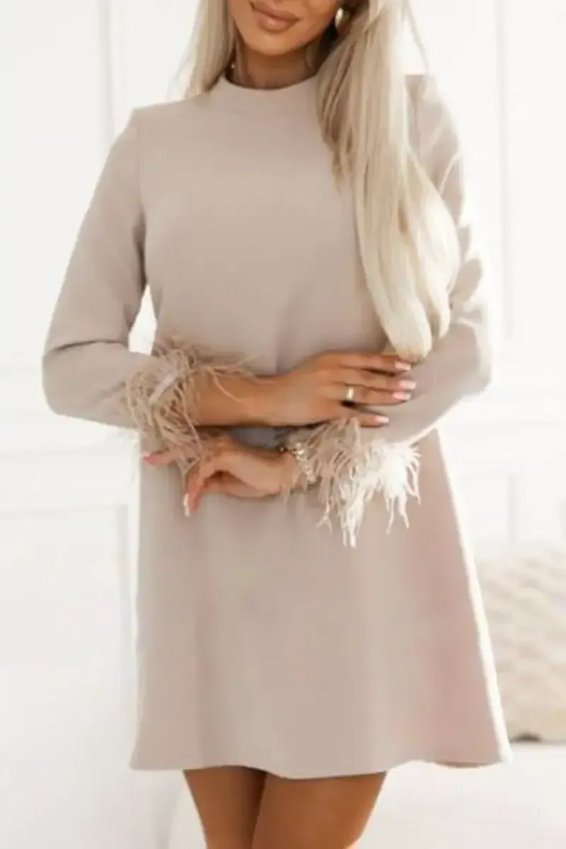 Women's Solid Color Round Neck Dress