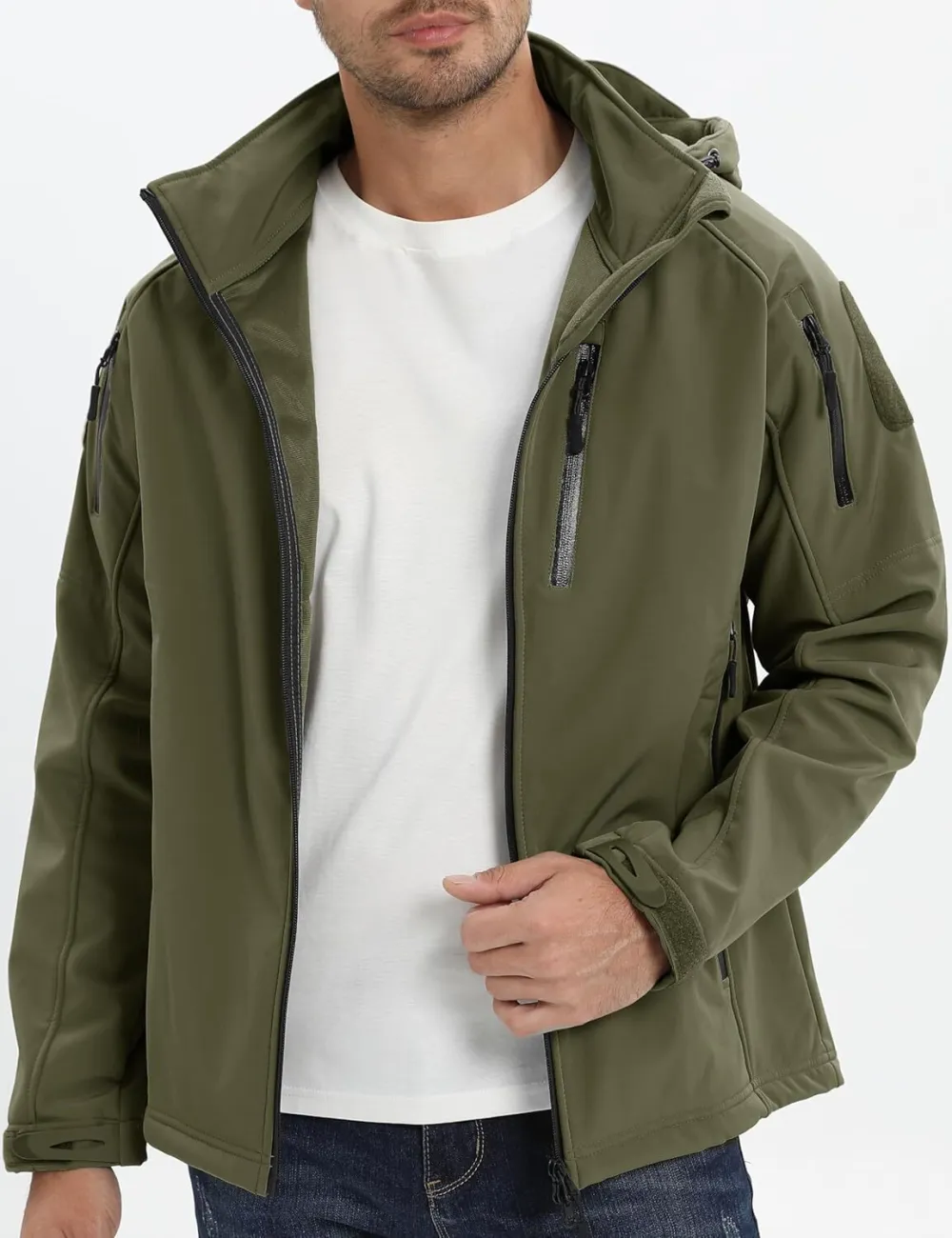 Men's Tactical Jacket 8 Pockets Water Resistant Jacket Softshell Fleece Lined Jacket Winter Coats Ski Jacket