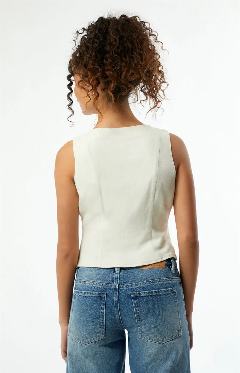LA Hearts Button Up Linen Vest