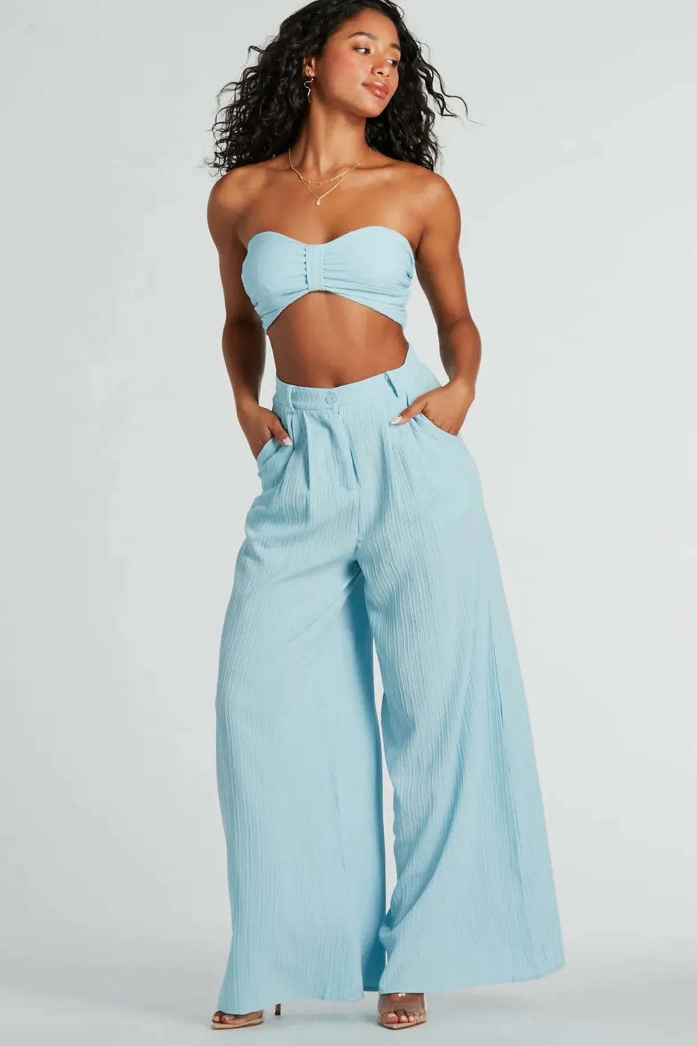Endless Vacay Strapless Tube Crop Top And Pants Set