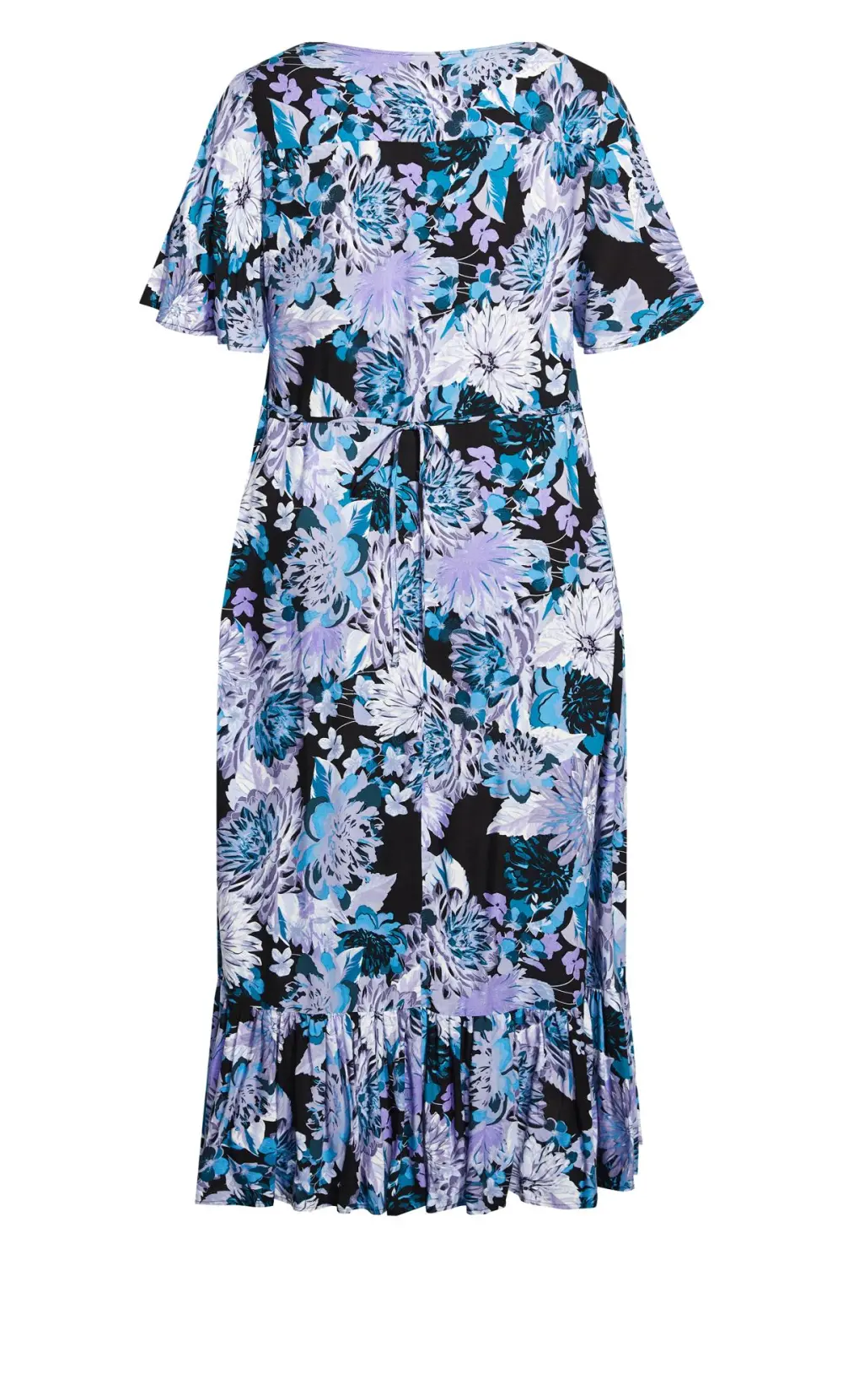 Evans Blue Floral Frill Hem Midaxi Dress