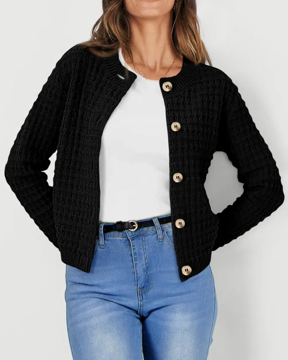 Women's Knit Cardigan Sweaters Casual Long Sleeve Open Front Button Down Trendy Jackets Outerwear