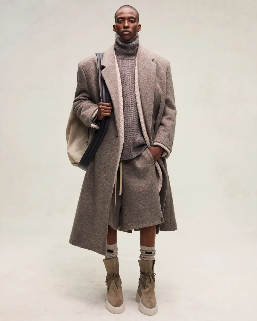 Boiled Wool Relaxed Overcoat