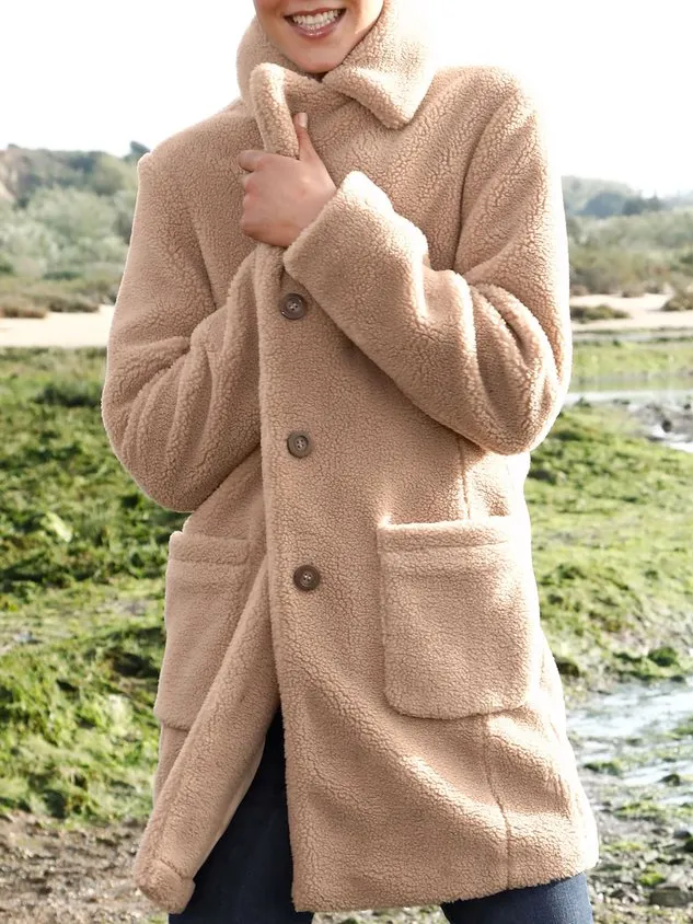 Casual Fluff/Granular Fleece Fabric Loose Teddy Jacket