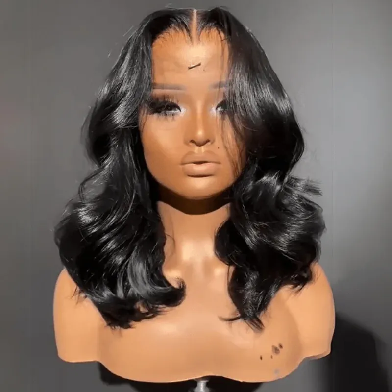 Affordable #1 Jet Black Human Hair Bob Wigs Loose Body Bob Wigs