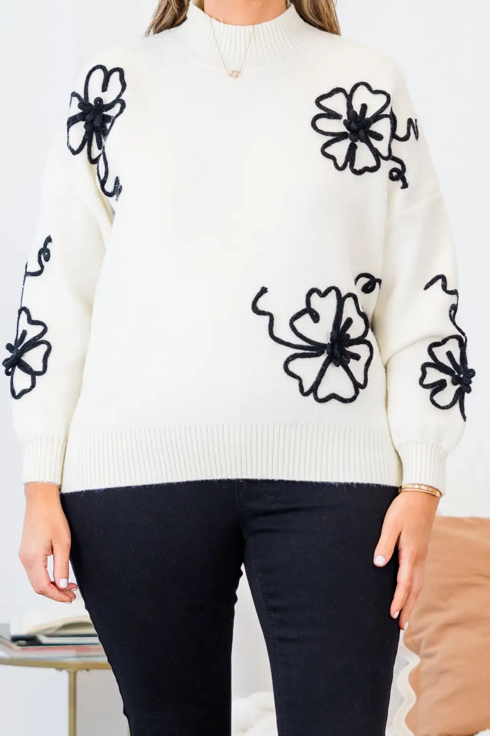Flowering After Frost Sweater, Cream
