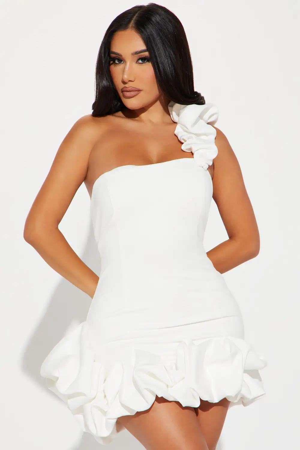 Wilma Ruffle Mini Dress - White