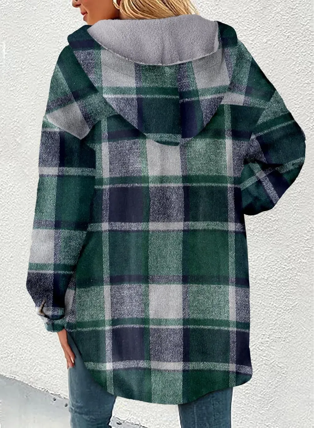 Women's Flannel Hooded Plaid 2025 Shacket Thick Coat Winter Coat for Warmth Button down Warm and Fuzzy Fleece Jacket