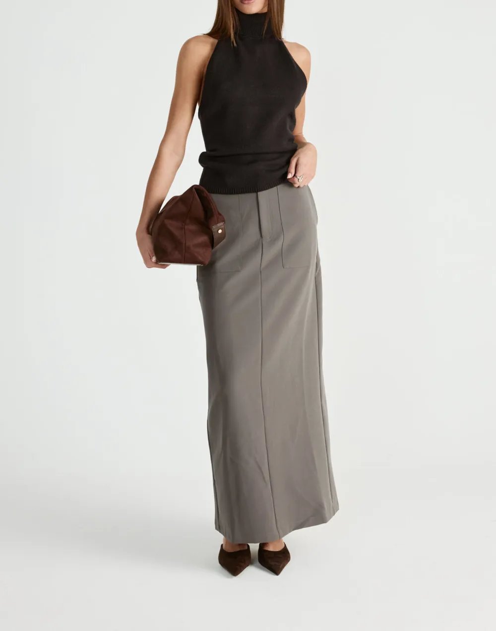 Minimalist Three Dimensional Cut Slit Skirt