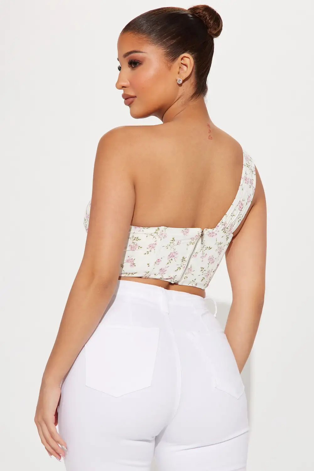 Claret Floral Corset Top - Cream/combo