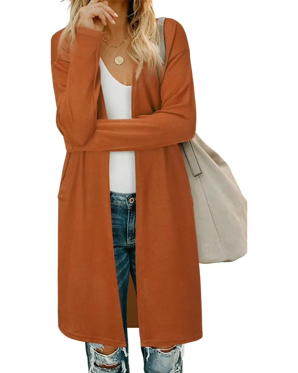Women's Long Sleeve Lightweight Cardigan with Pockets Jacket