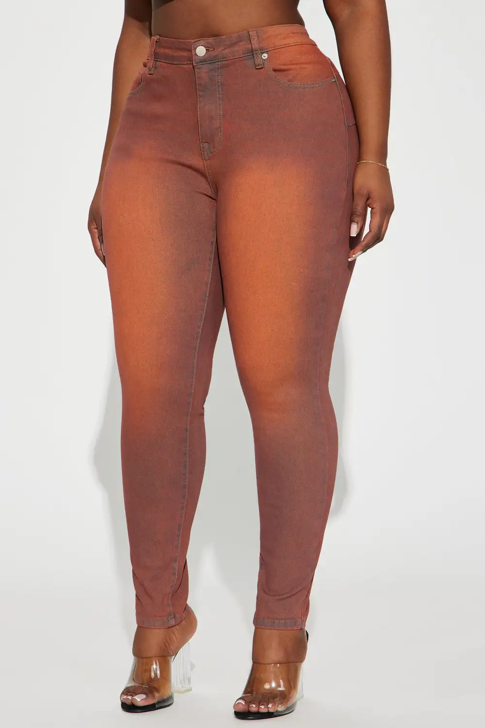 Hampton Tinted High Stretch Skinny Jeans - Orange