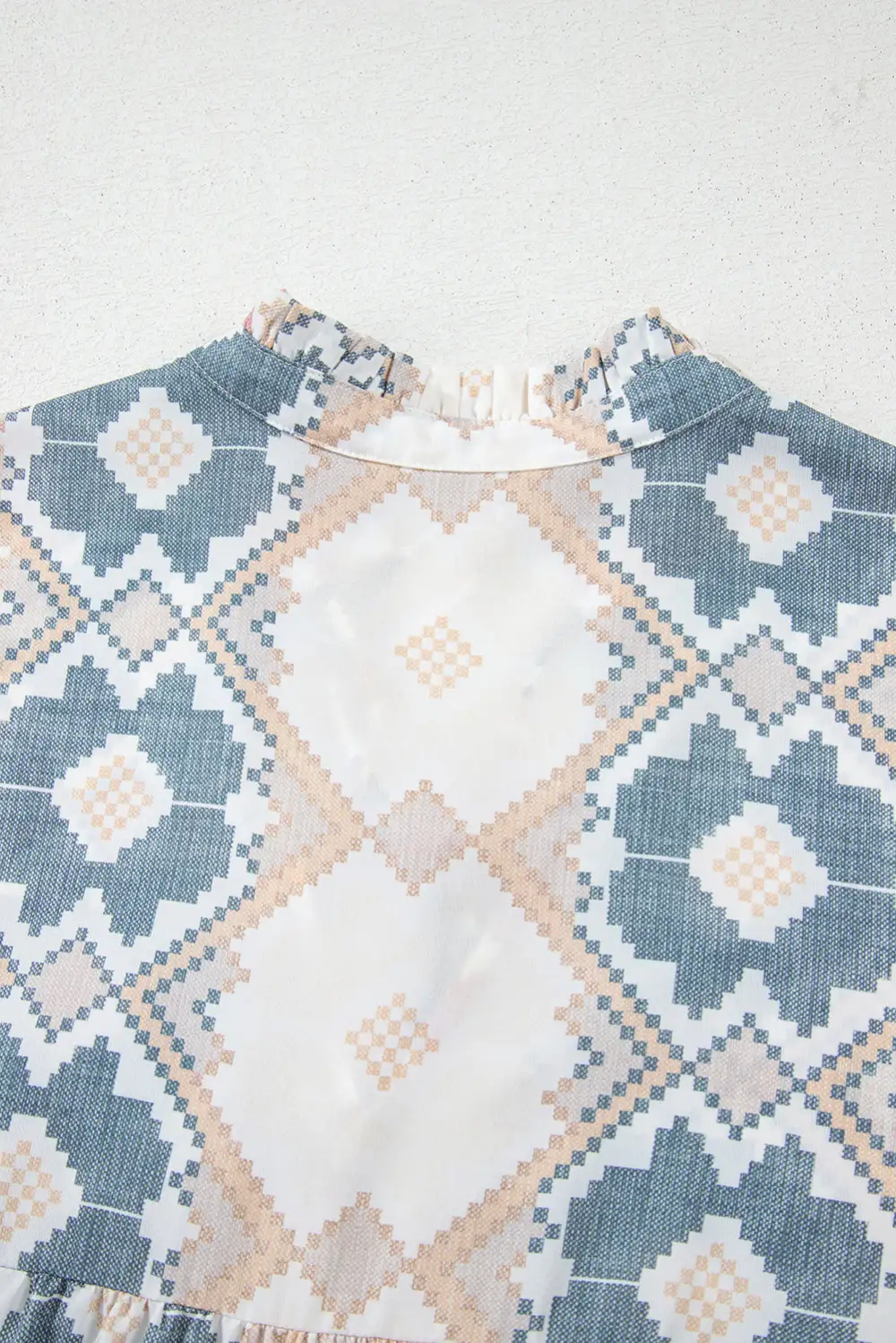 Geometric Print Western Inspired Tassel Detail Blouse
