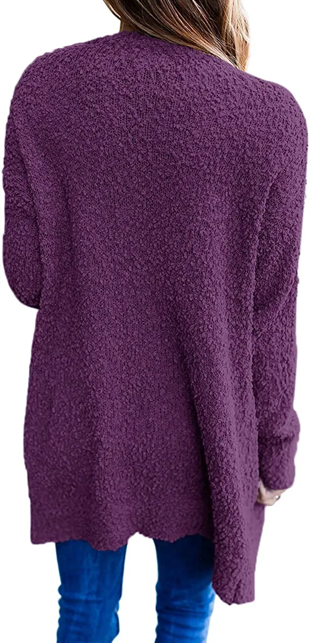 Women's Long Sleeve Soft Chunky Knit Sweater Open Front Cardigans Outwear Coat