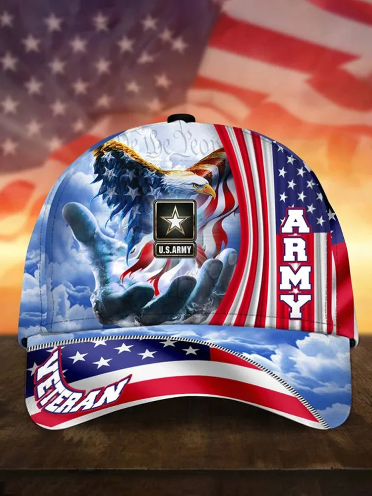 Unisex Casual Independence Day Us Army Print Cap