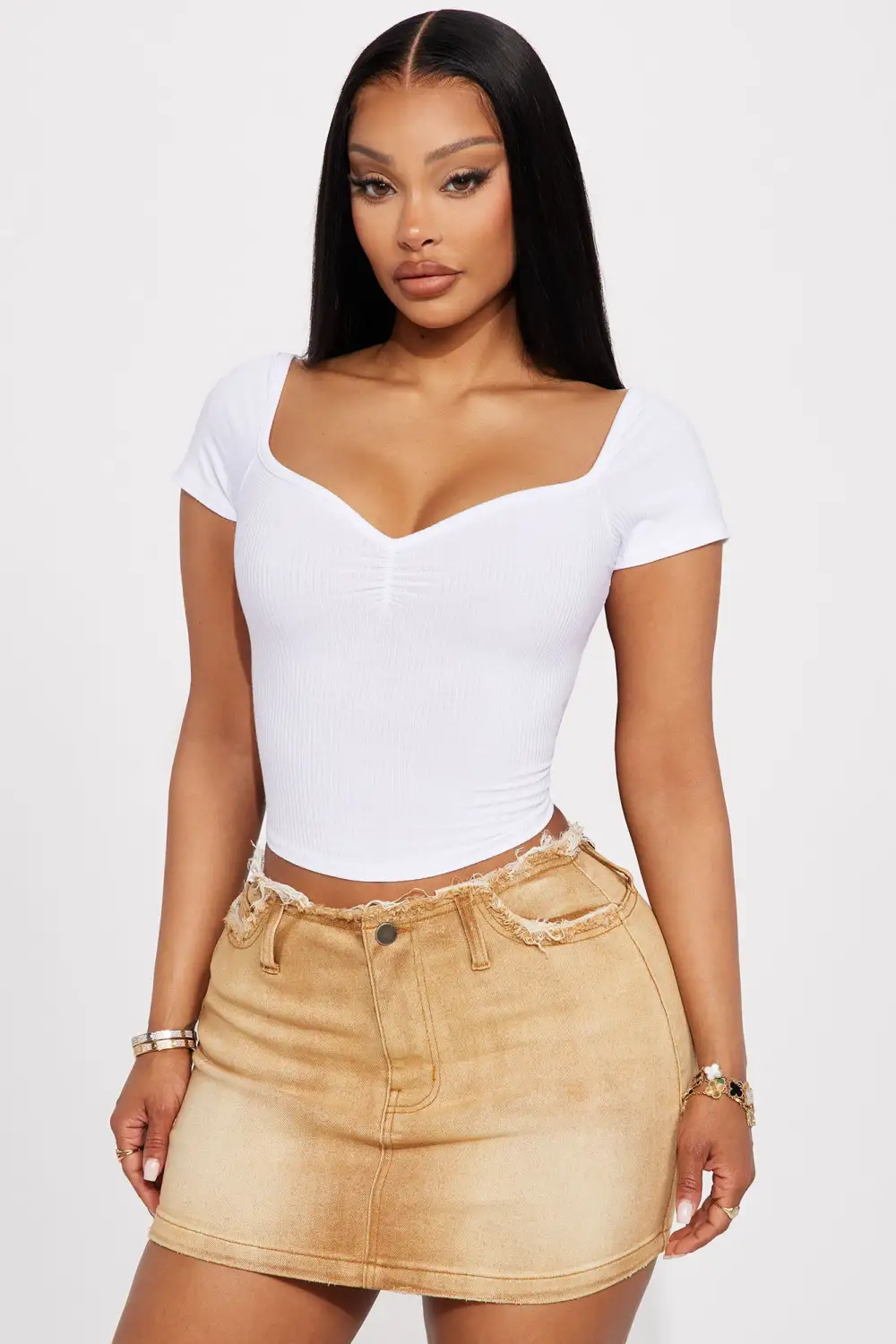 Myra Ribbed Top - White
