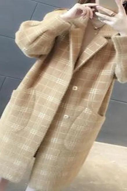 Oversized Faux Mink long lapel coat