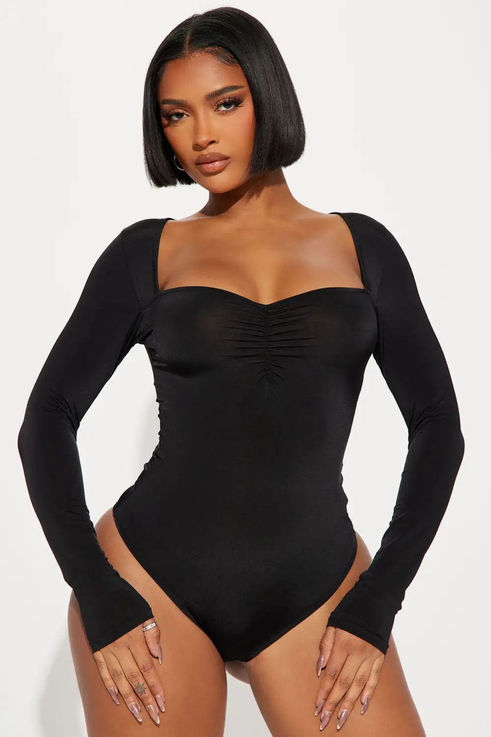 Michelle Ruched Bodysuit - Black