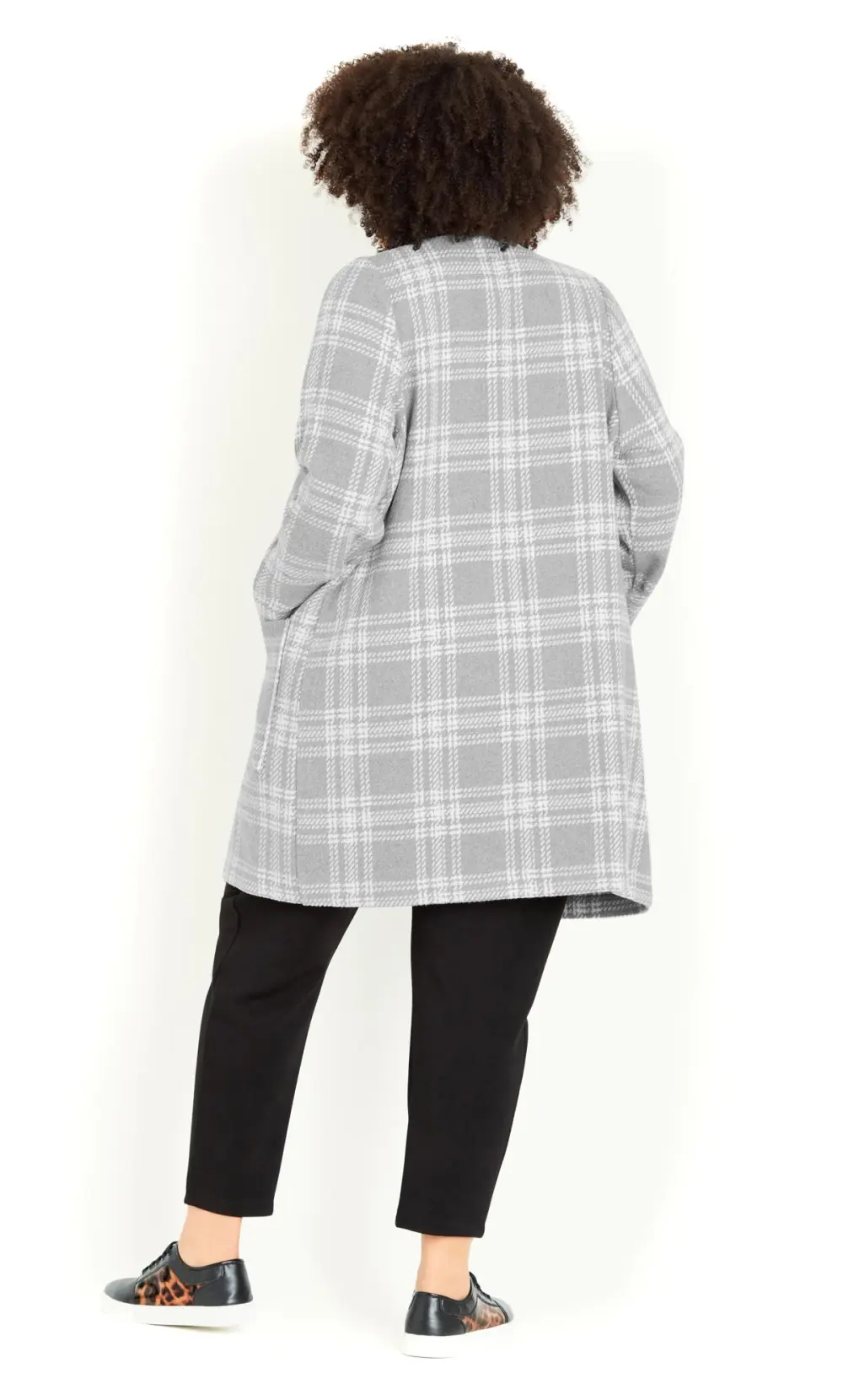 Evans Grey Checked Waterfall Jacket