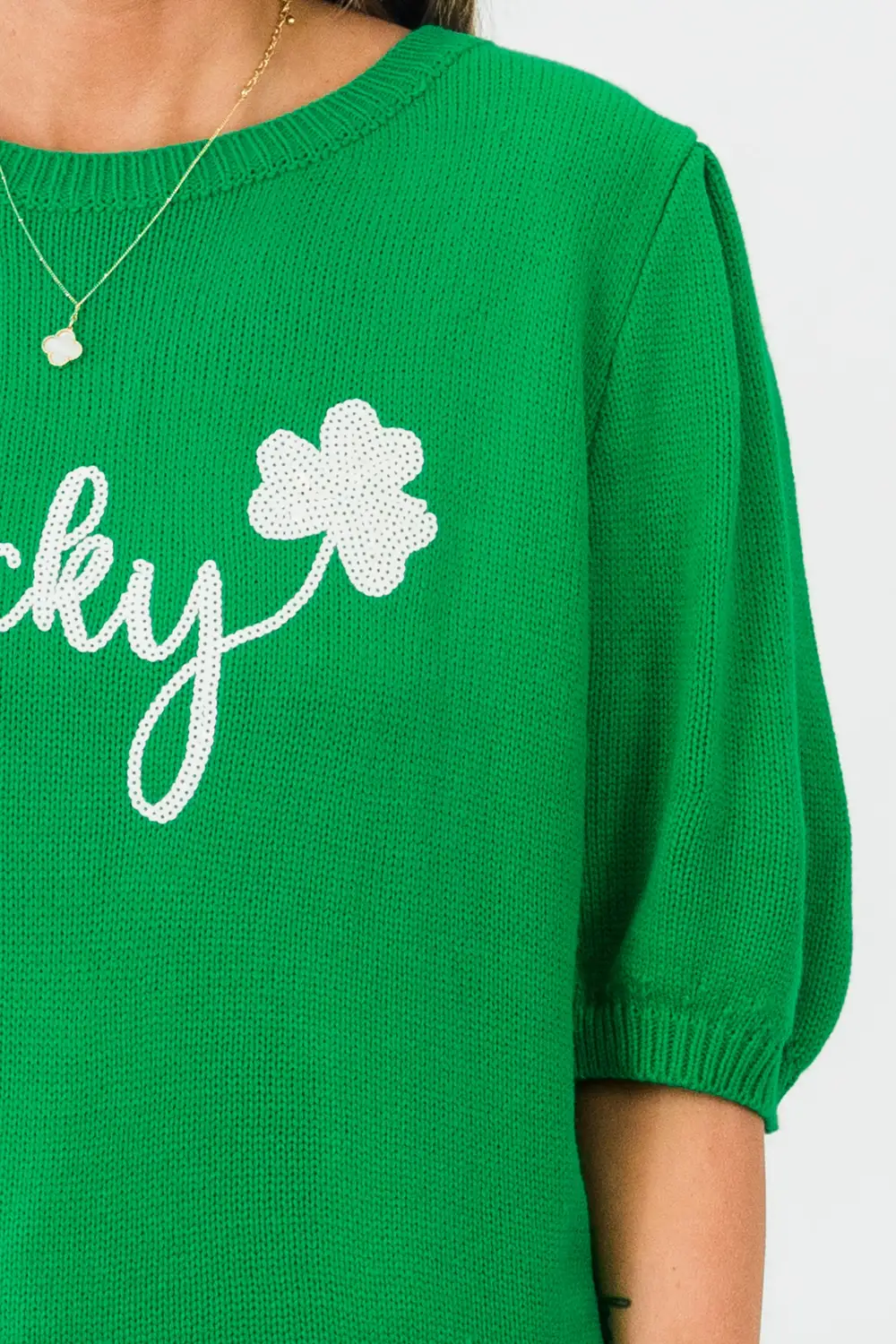Lucky To Be Here Sweater, Kelly Green