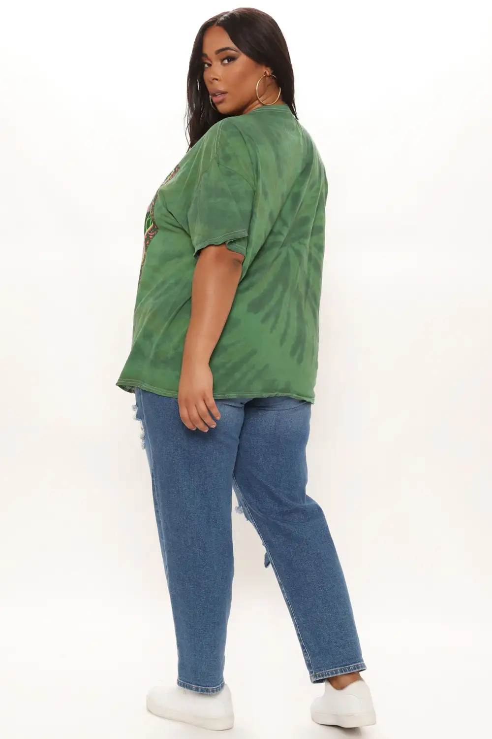Pink Floyd Distressed Oversized Tie Dye Top - Green