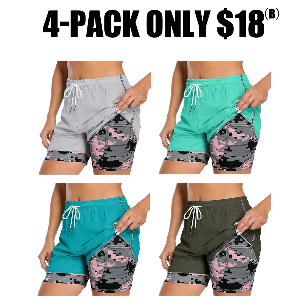 Workout Shorts Women Drawstring High Waist Running Short Pants Quick Dry Gym Athletic Board Clothes with Pockets