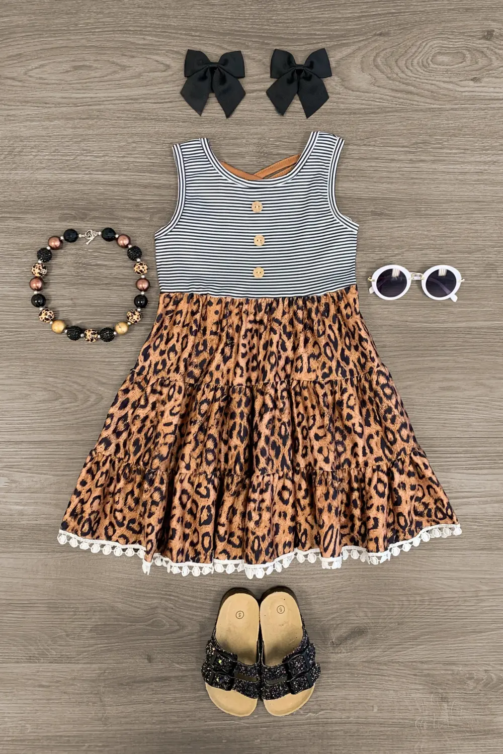 Navy Striped Cheetah Tank Dress