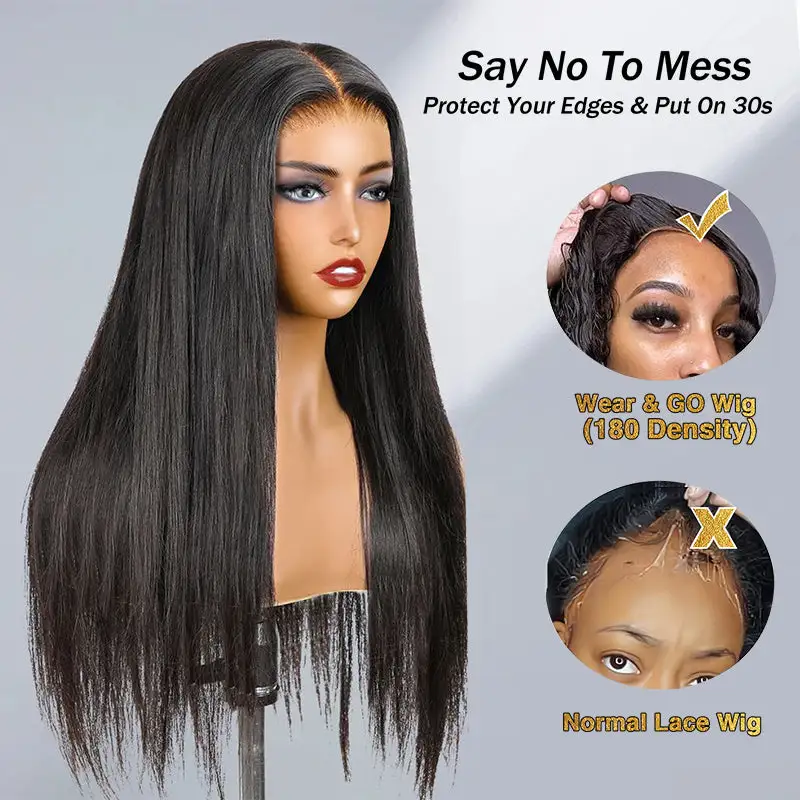 One Wig Two Styles | Glueless 5x5/9x6 Straight Lace Closure Wig With FREE Removeable Bangs