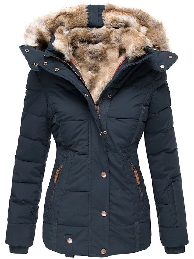 Women's Winter Parka Fleece Lined Puffer Jacket with Hood（🛒Clearance Sale🛒）