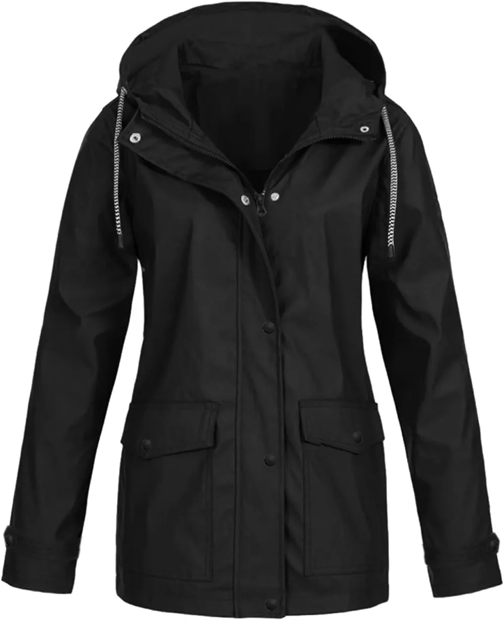 Rain Jackets For Women Waterproof With Hood Lightweight Casual Anorak Travel Hiking Coats with Pockets 720