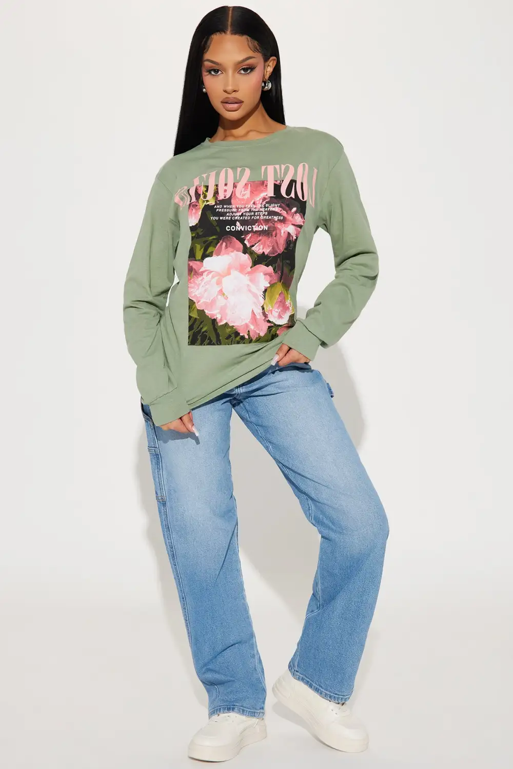 City Blooms Long Sleeve Tee - Sage