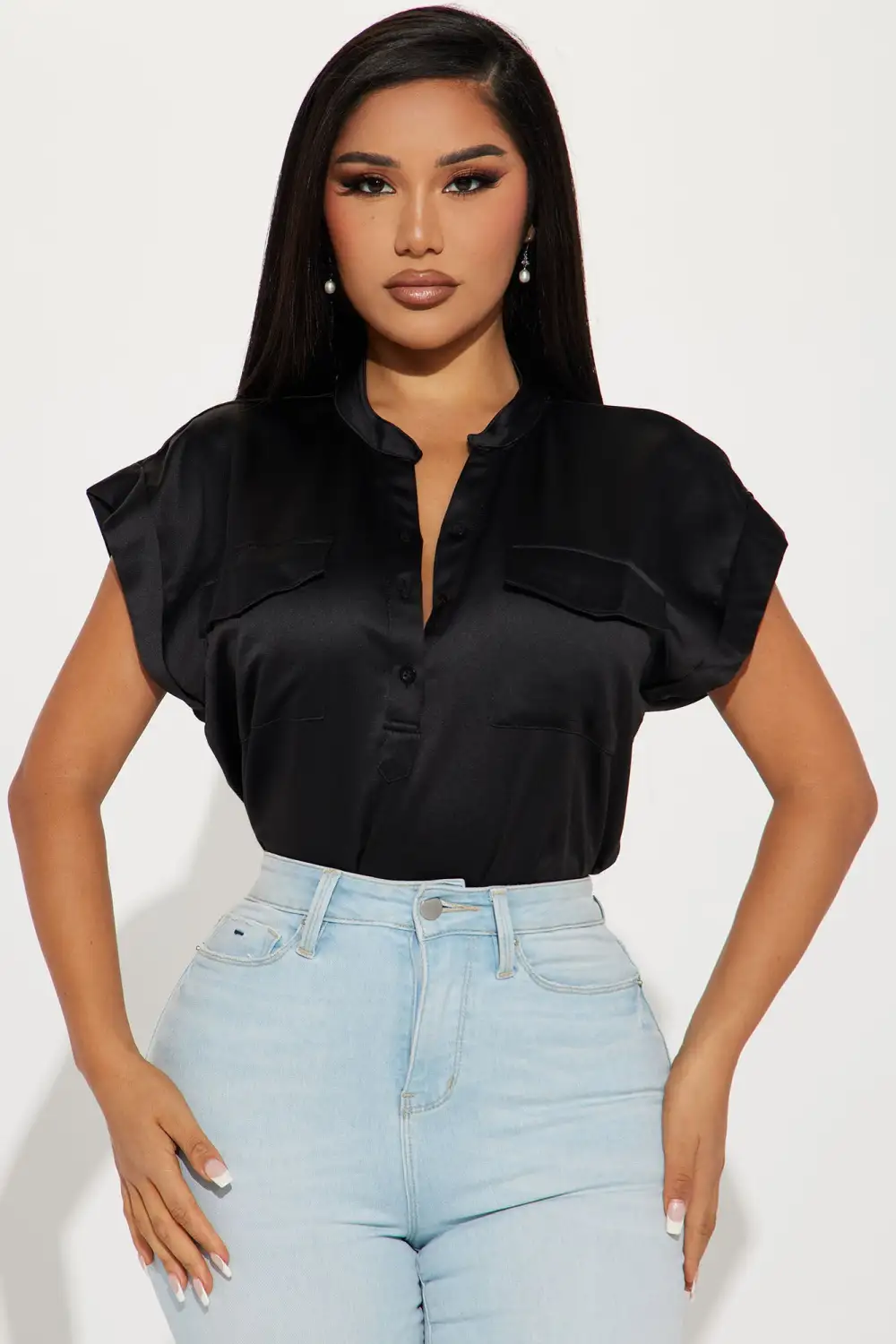 Julia Satin Shirt - Black
