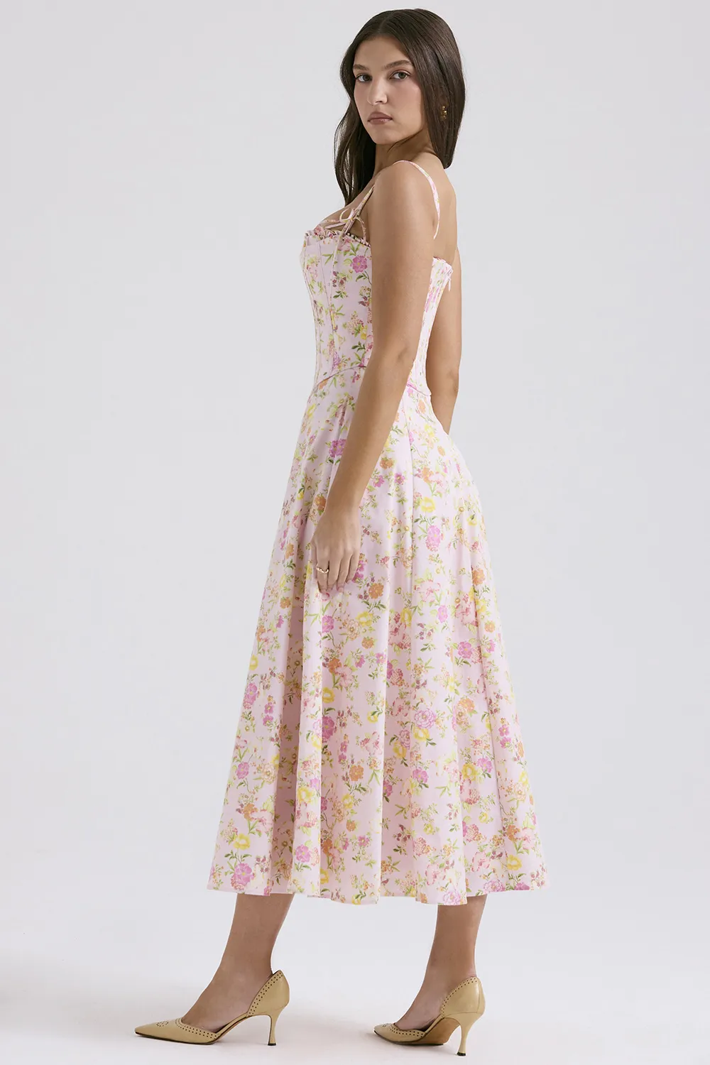 Pink meadow print cotton sundress