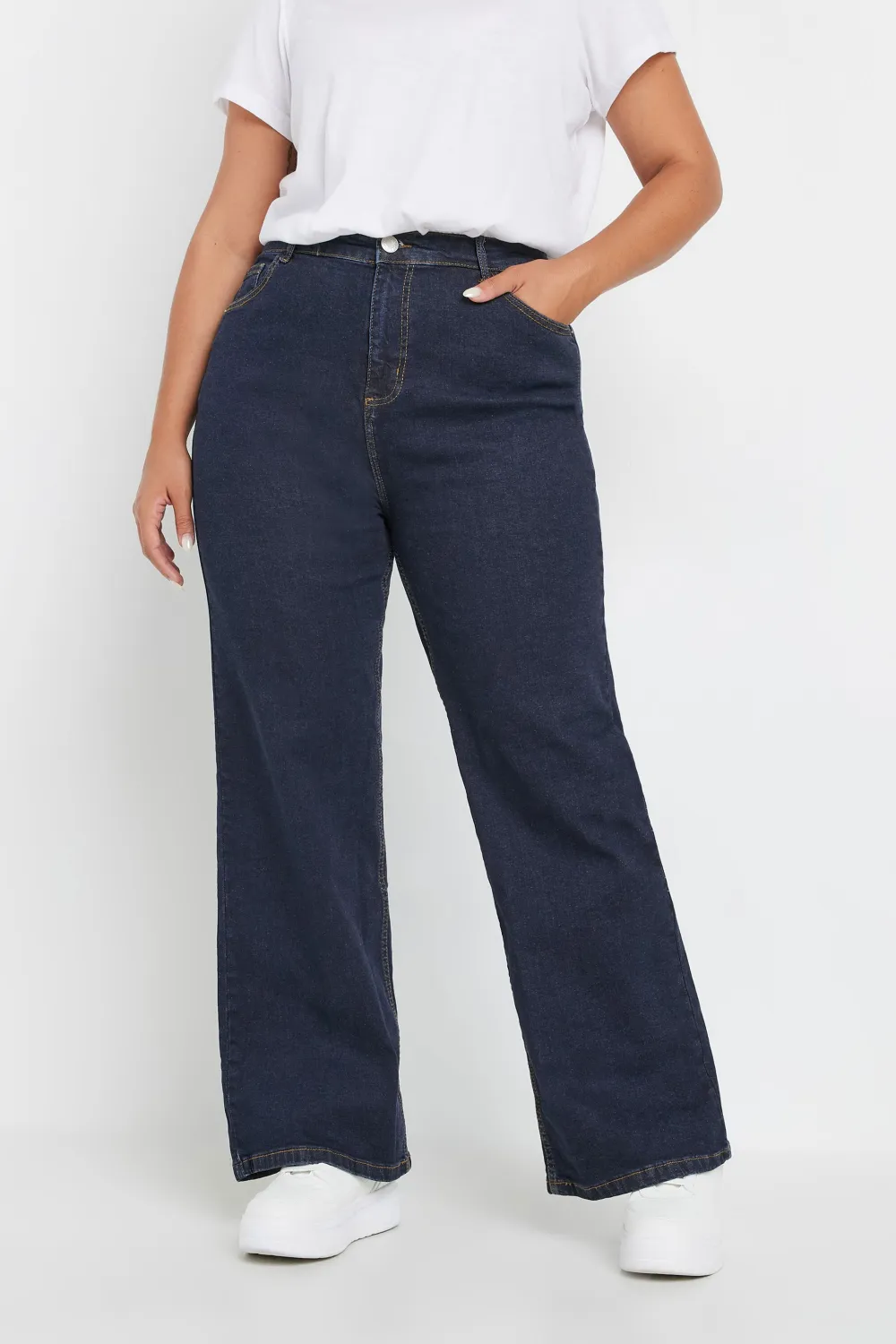 YOURS Curve Black Wide Leg Denim Jeans