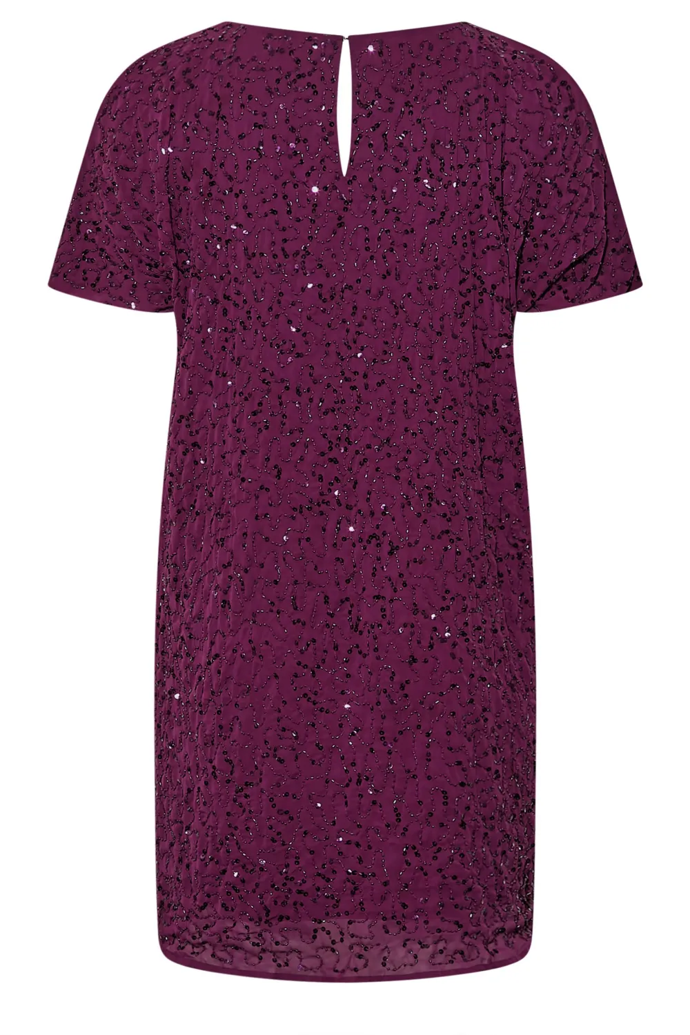 LUXE Curve Purple Sequin Hand Embellished Cape Dress