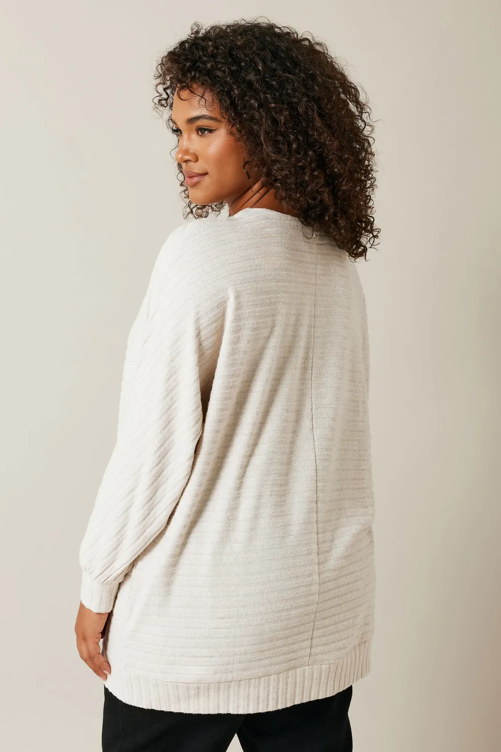 EVANS Curve Cream Ribbed Soft Touch Jumper