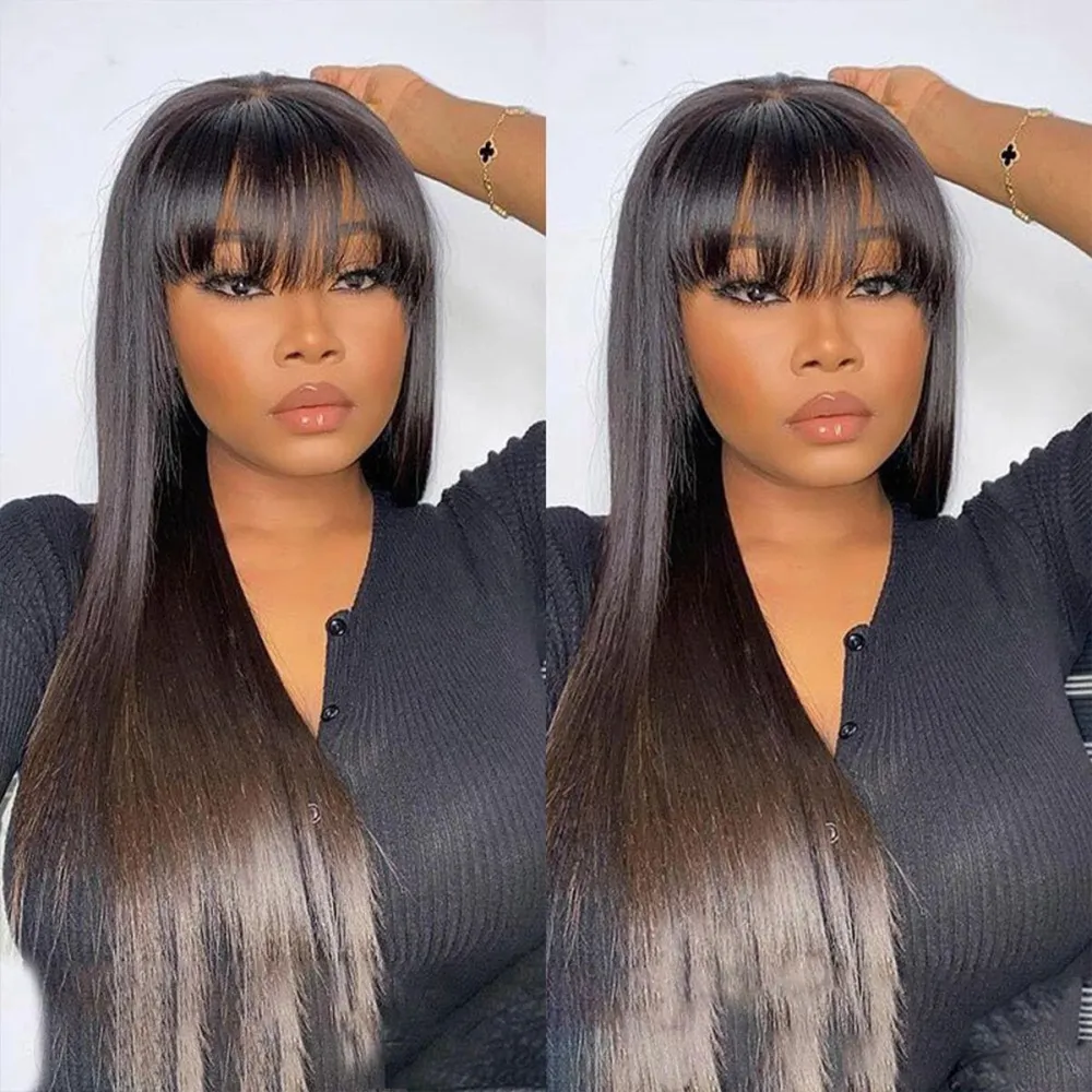 Sterly Hair Glueless 6×5 / 9×6 Straight Lace Wigs With Bangs Pre Everything