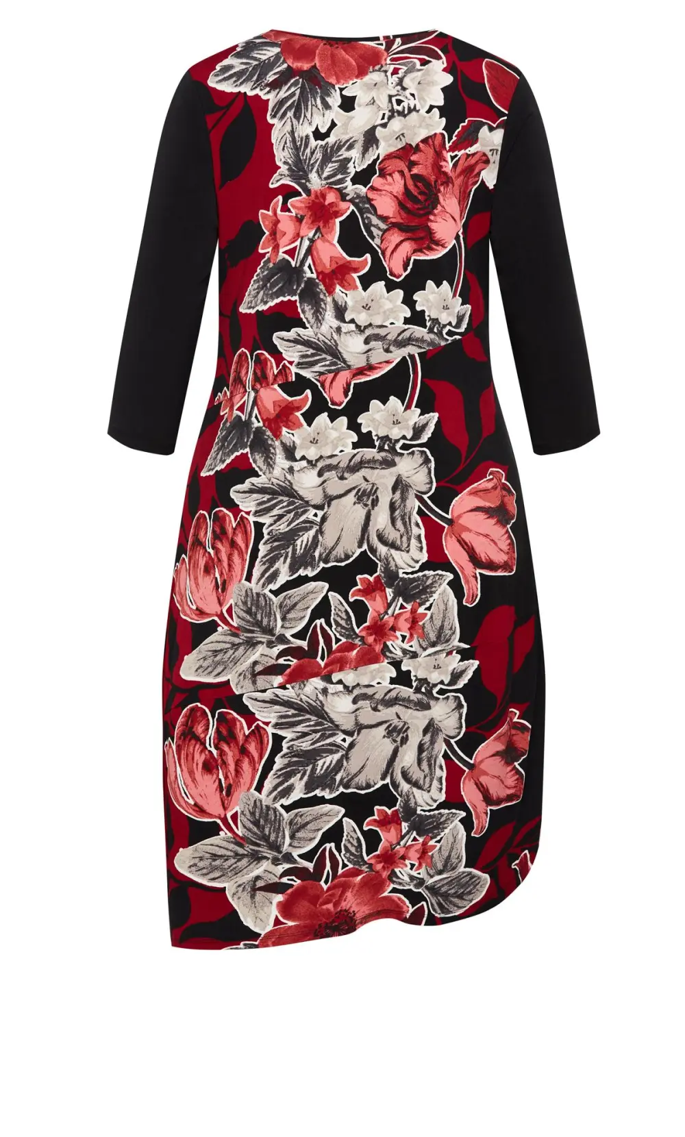 Evans Black Floral Long Sleeve Dress