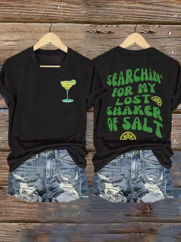 Women's 'Find My Lost Salt Shaker' Jimmy Graphic Print V-Neck T-Shirt