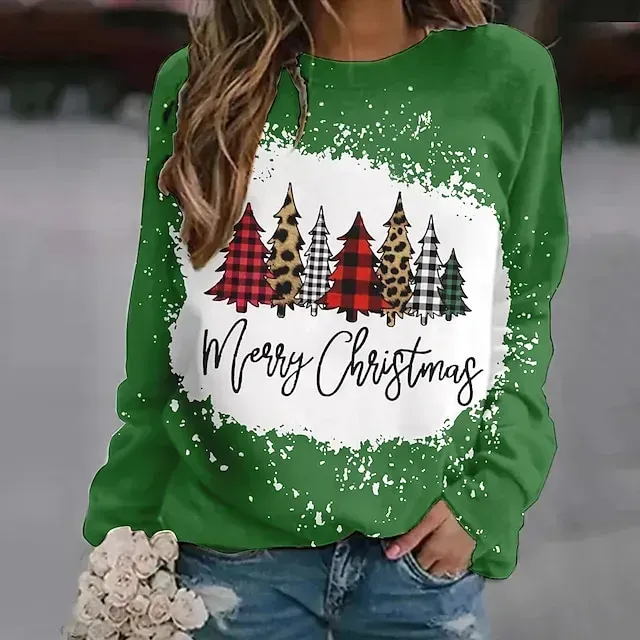 Christmas Trees Masquerade Hoodie Pullover Women's Christmas Christmas Carnival Masquerade Adults' Christmas Vacation Polyester Top