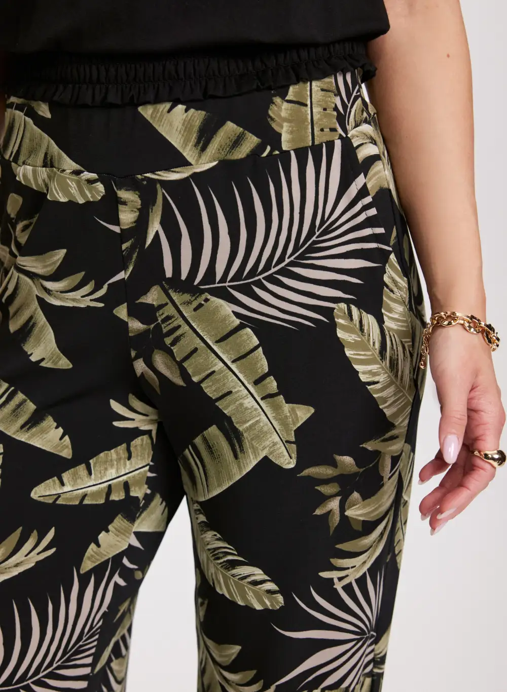 Pull-On Leaf Print Pants
