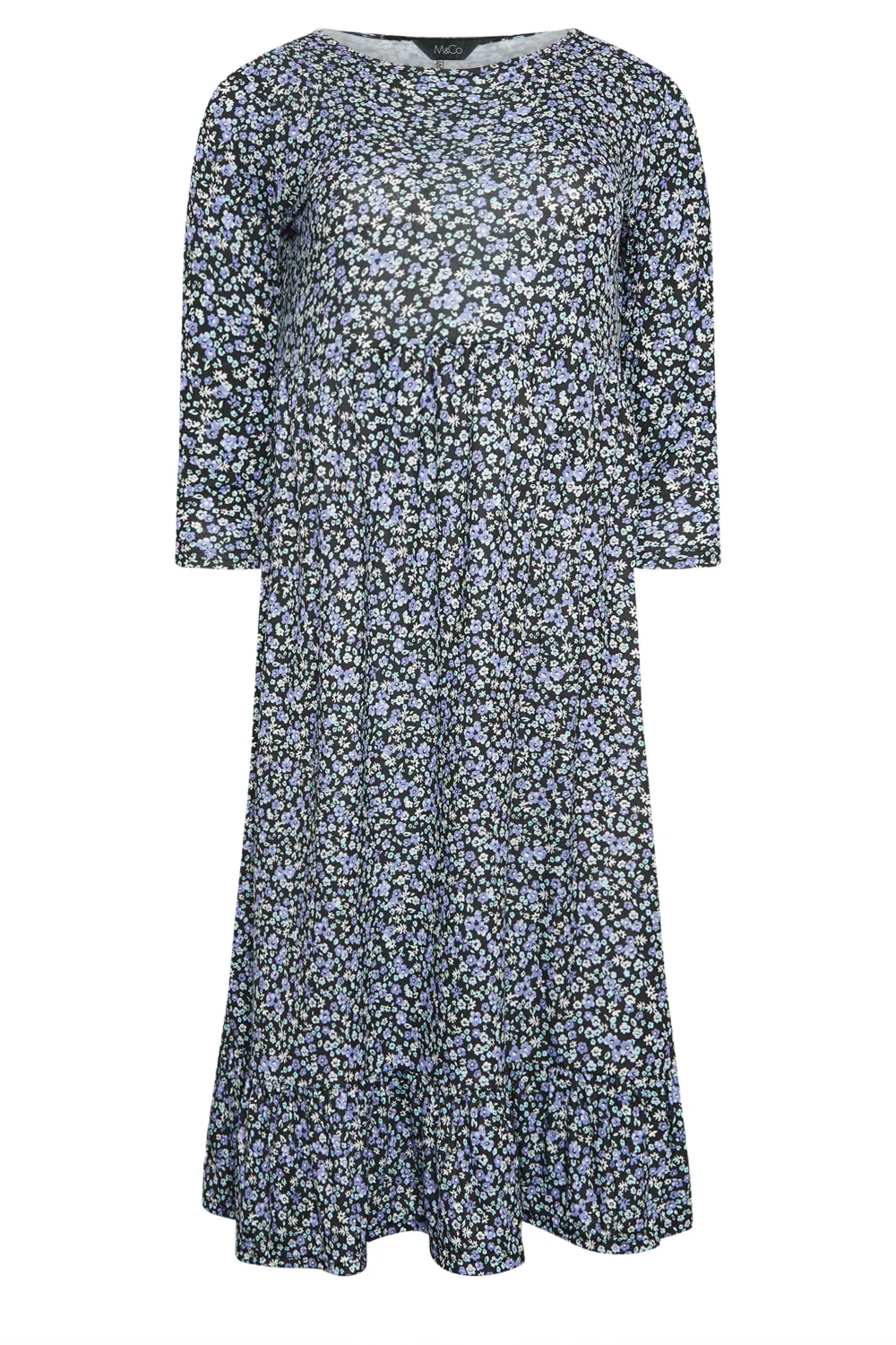 M&Co Petite Blue Ditsy Floral Print Midi Dress