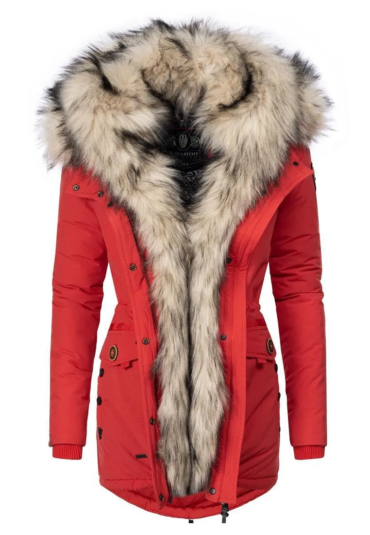 Ladies Winter Thicken Windproof Parka Pink