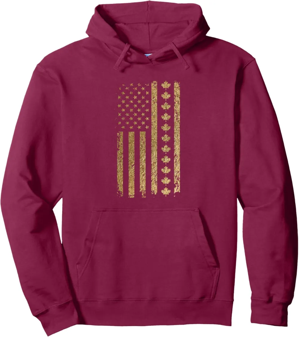 Our 51st state of America American Flag with Canada Maple Pullover Hoodie