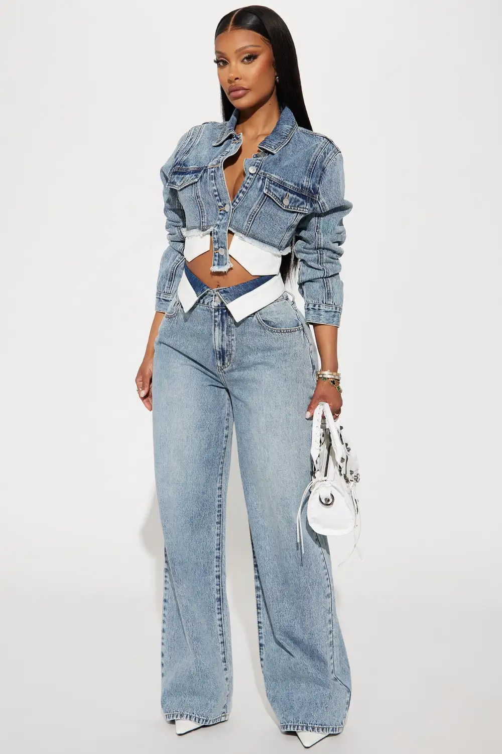Nori Denim Washed Pant Set - Medium Wash