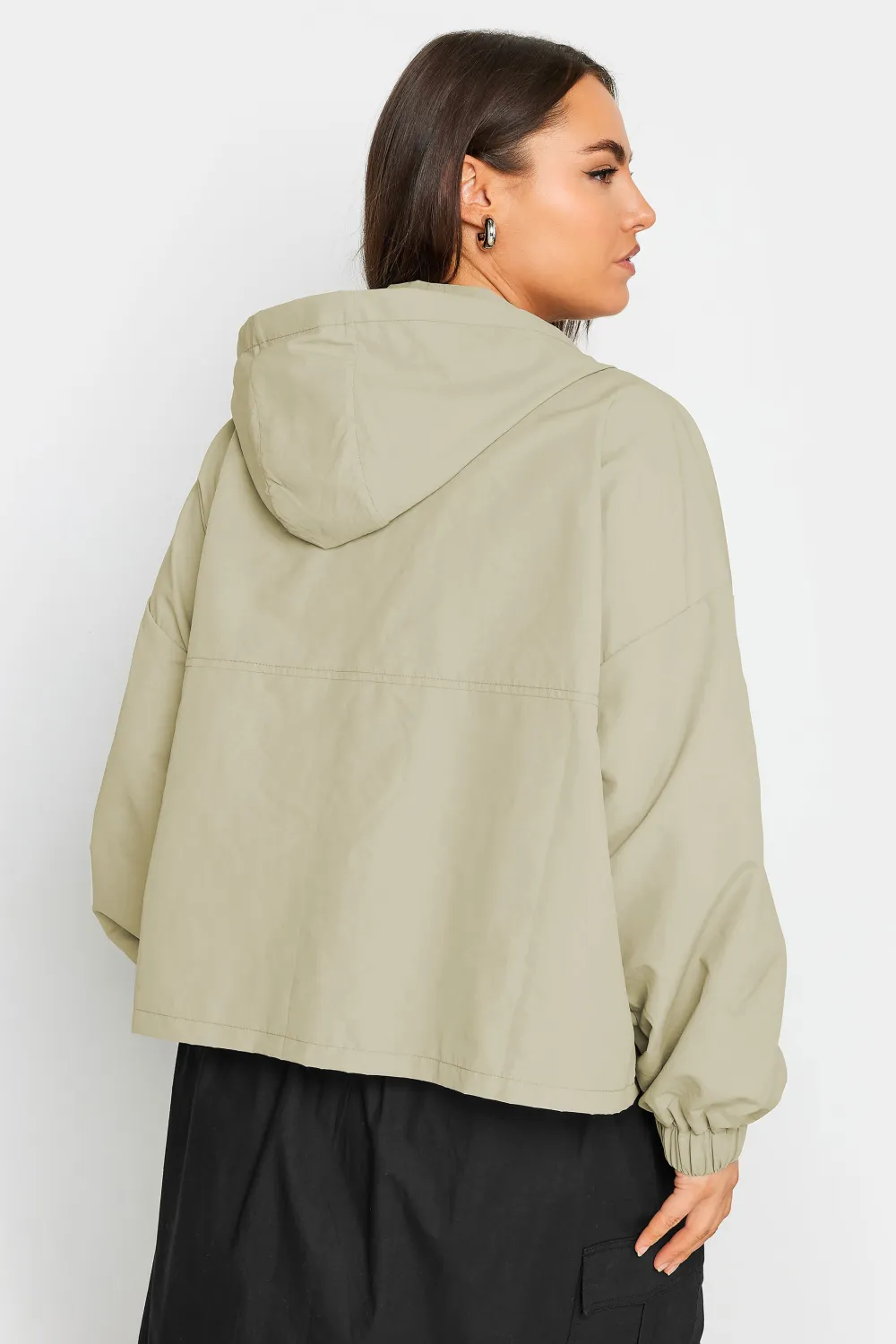 YOURS Curve Stone Brown Hooded Cargo Jacket