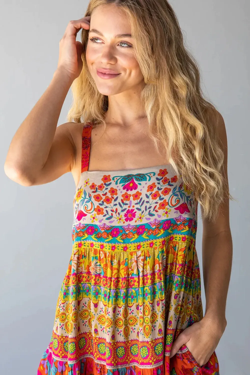 Patricia Maxi Dress - Red Mustard Border