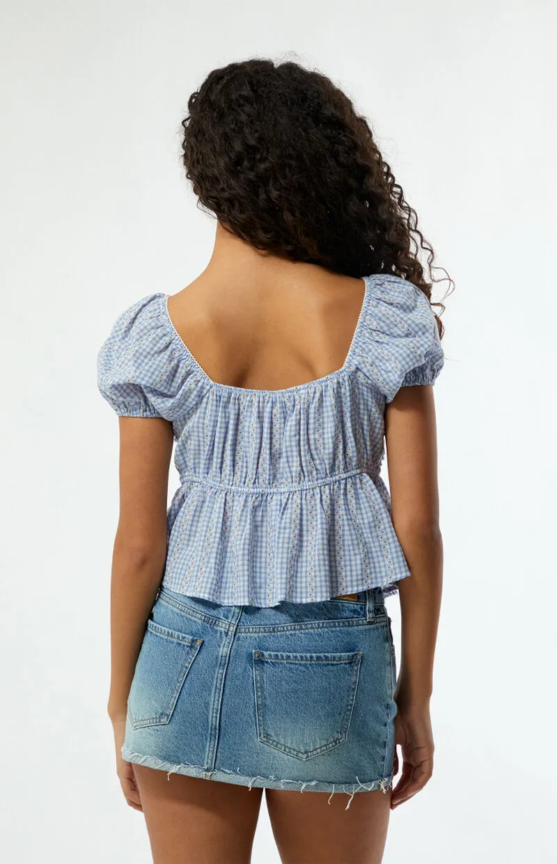 LA Hearts Gingham Babydoll Top